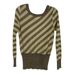 VINTAGE Daytrip Women's Striped Knit Metallic Sweater